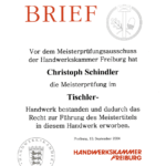 Meisterbrief von Christoph-Schindler